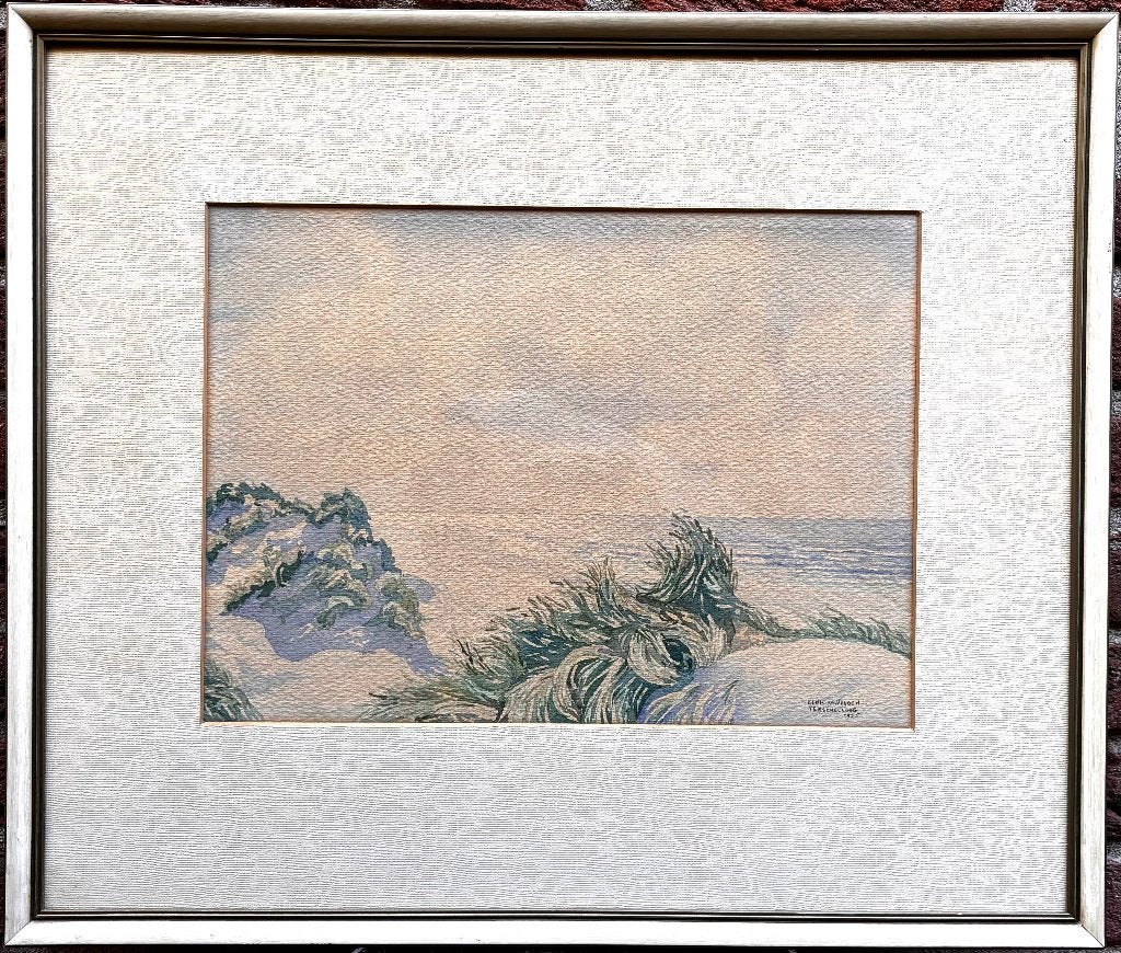 Aquarel van Ad Blok van der Velden, Landschap, Papier, Ophalen, Achter glas