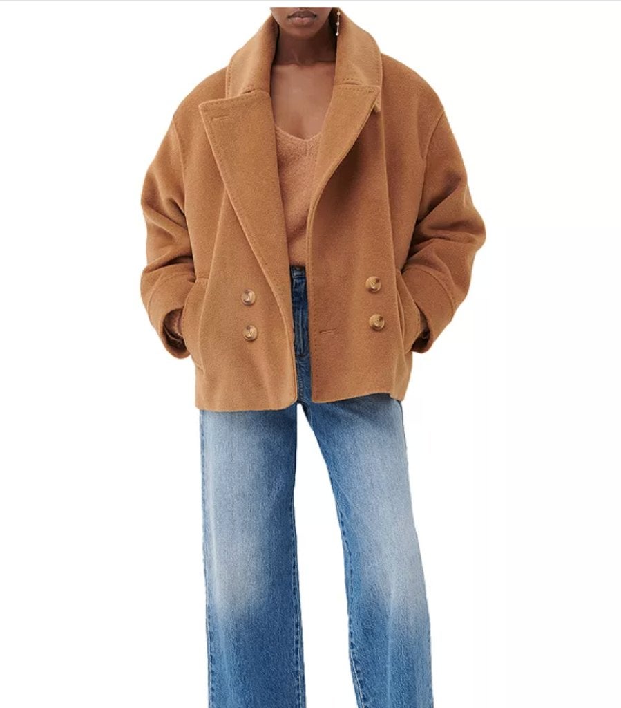 Marella prachtige wollen jas / pea coat camel NL mt 40, Kleding | Dames, Jassen | Winter, Maat 38/40 (M), Bruin, Verzenden, Zo goed als nieuw