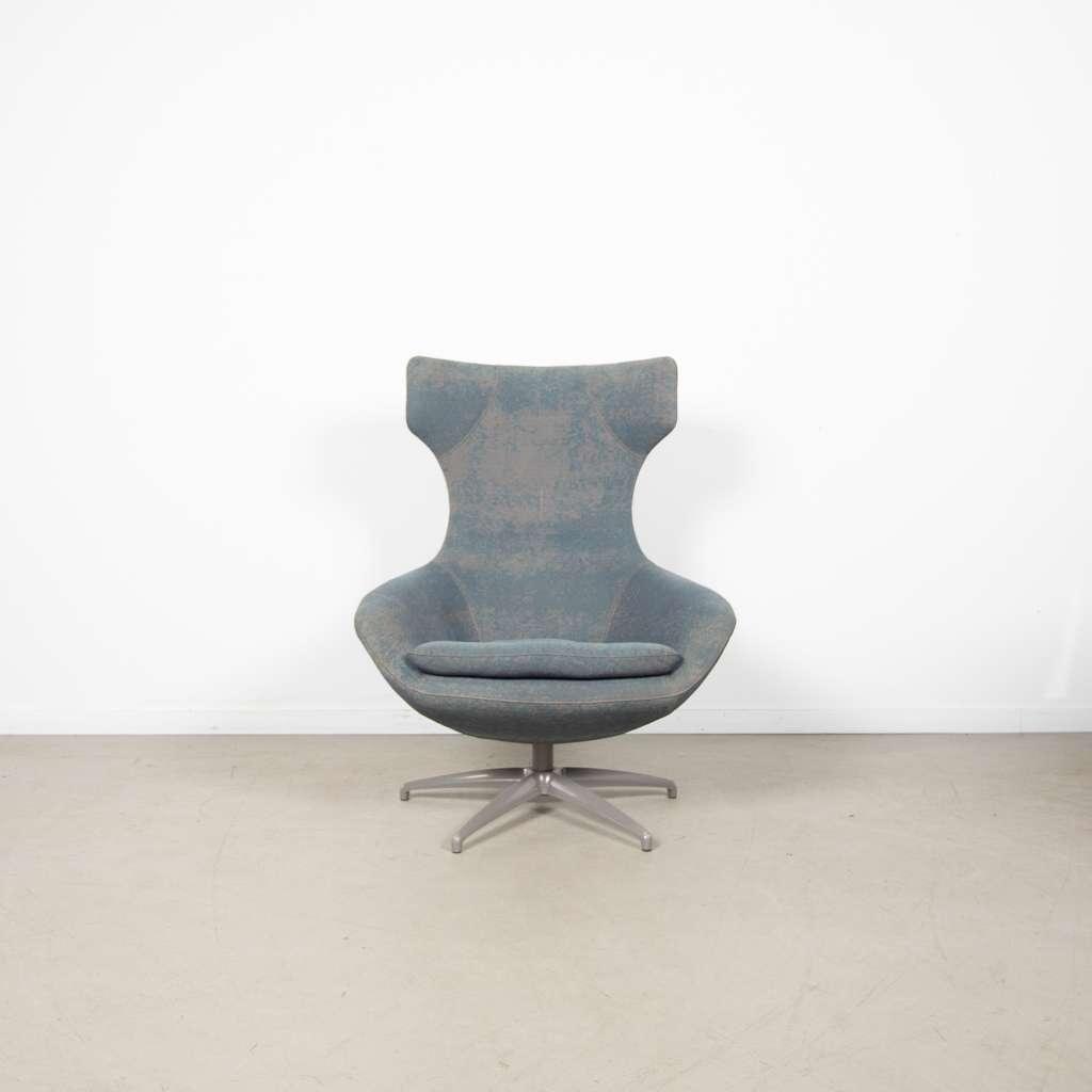 1x Leolux Caruzzo Plus Fauteuil Blauw Gemêleerd Stof, Huis en Inrichting, Niet ingevuld, Niet ingevuld, 75 tot 100 cm, Zo goed als nieuw