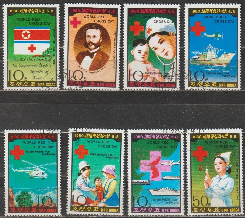 4883. Noord Korea 1976/83 gest. Rode Kruis, Ophalen of Verzenden, Gestempeld, Oost-Azië