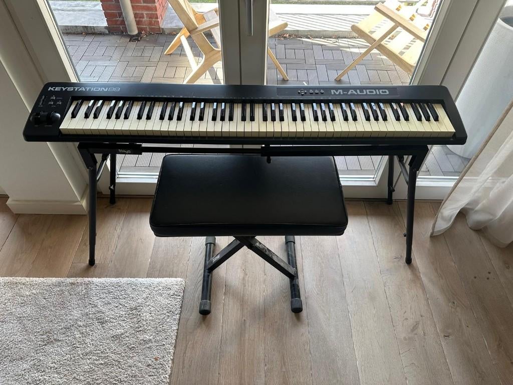 M-Audio Keystation 88 II USB MIDI keyboard set, 88 toetsen, Zo goed als nieuw, Midi-aansluiting, Ophalen