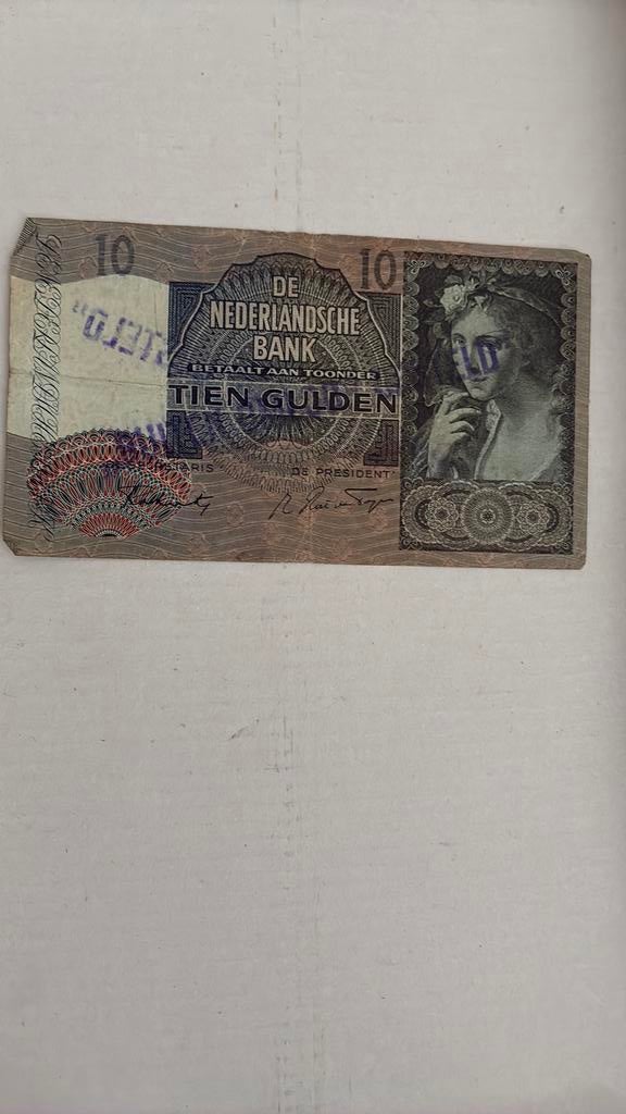 10 gulden 1942 buiten omloop gesteld, Ophalen of Verzenden, 10 gulden