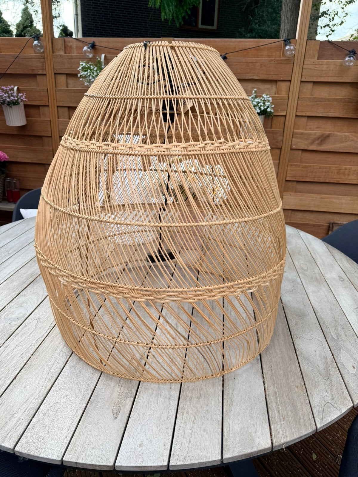 Maison du Monde rotan lamp groot 86x67 cm nieuw, Bruin, 87 cm, Nieuw, Ovaal