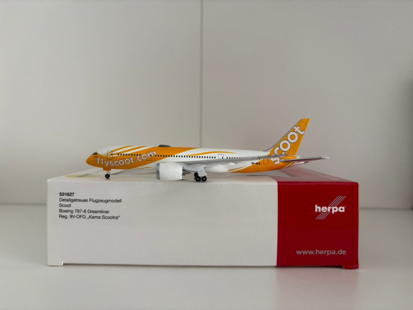 Herpa 531627 Scoot Boeing 787-8 Dreamliner 1:500, Verzamelen, Ophalen of Verzenden, Zo goed als nieuw, Schaalmodel