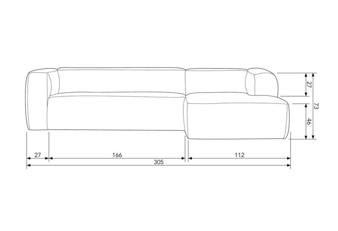 Woood Bean Eco Lederen Hoekbank - Comfort en Stijl, Ophalen, Gebruikt, 100 tot 125 cm, Hoekbank
