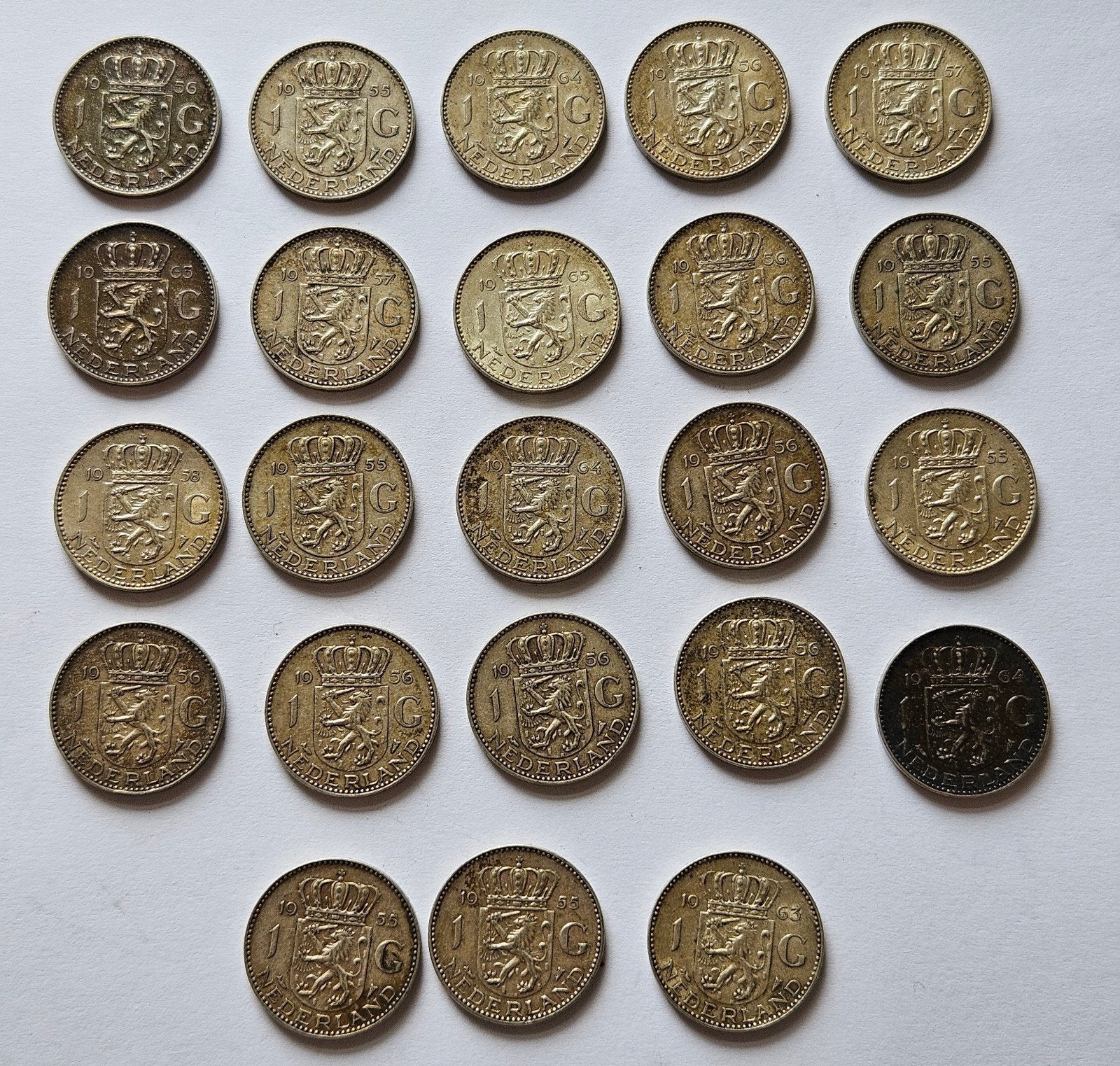 23 Zilveren Juliana guldens, 1 gulden, Koningin Juliana, Setje, Zilver