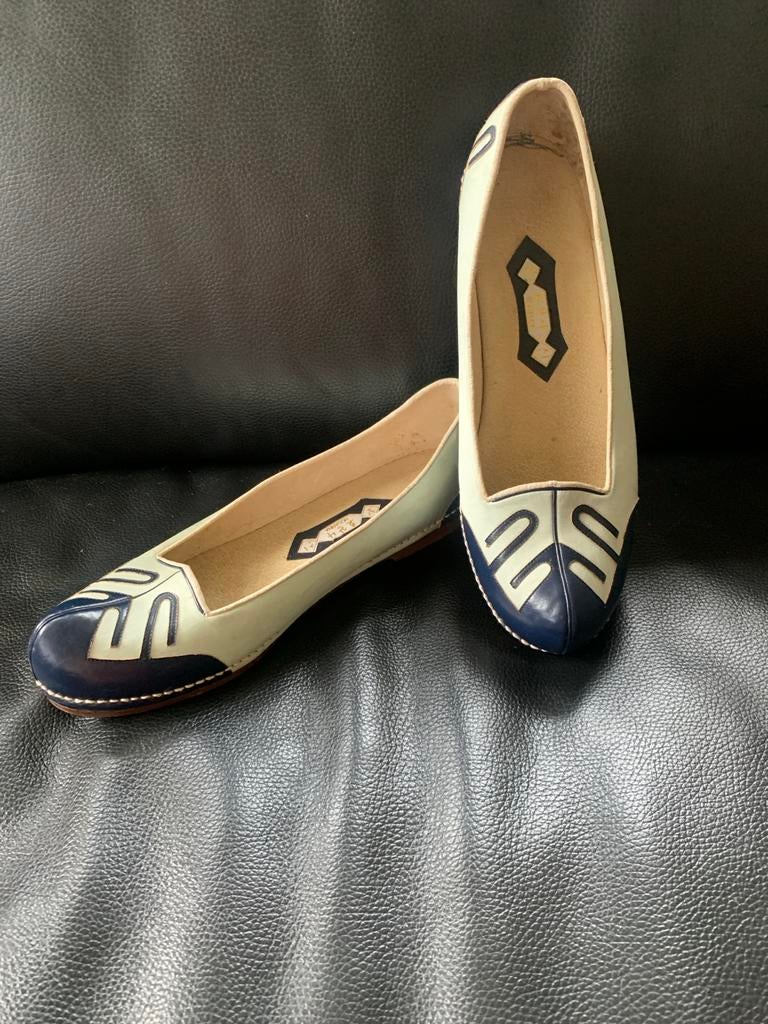 Unieke handgemaakte ballerina’s mt 44, Ophalen of Verzenden, Zo goed als nieuw, Blauw, Ballerina's