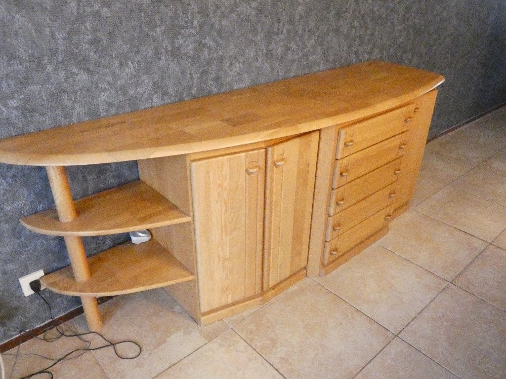 Blank Eiken Dressoir 2,55x0,6x0,86m, Ophalen, Gebruikt, Met deur(en), Eikenhout