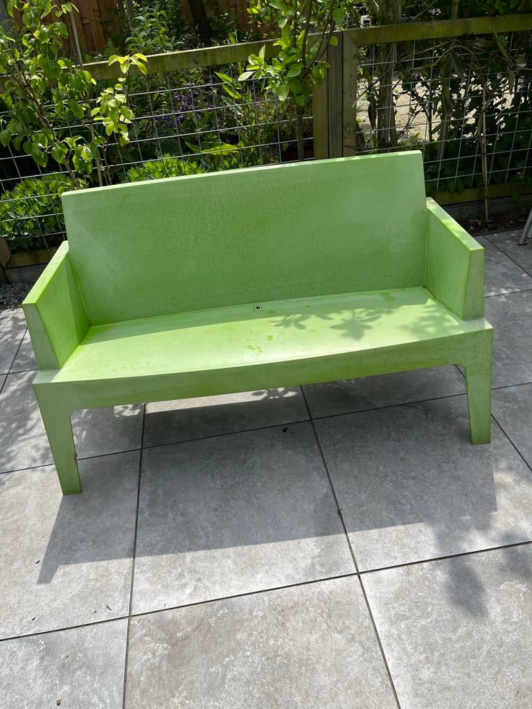 Plastic 3 zits tuinbank, Tuin en Terras, Ophalen, Gebruikt, Plastic
