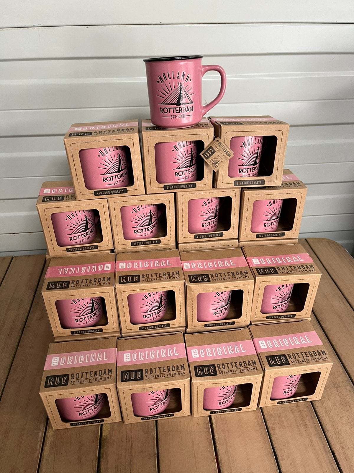 27 roze Rotterdam mokken campmug, Ophalen, Zo goed als nieuw, Roze