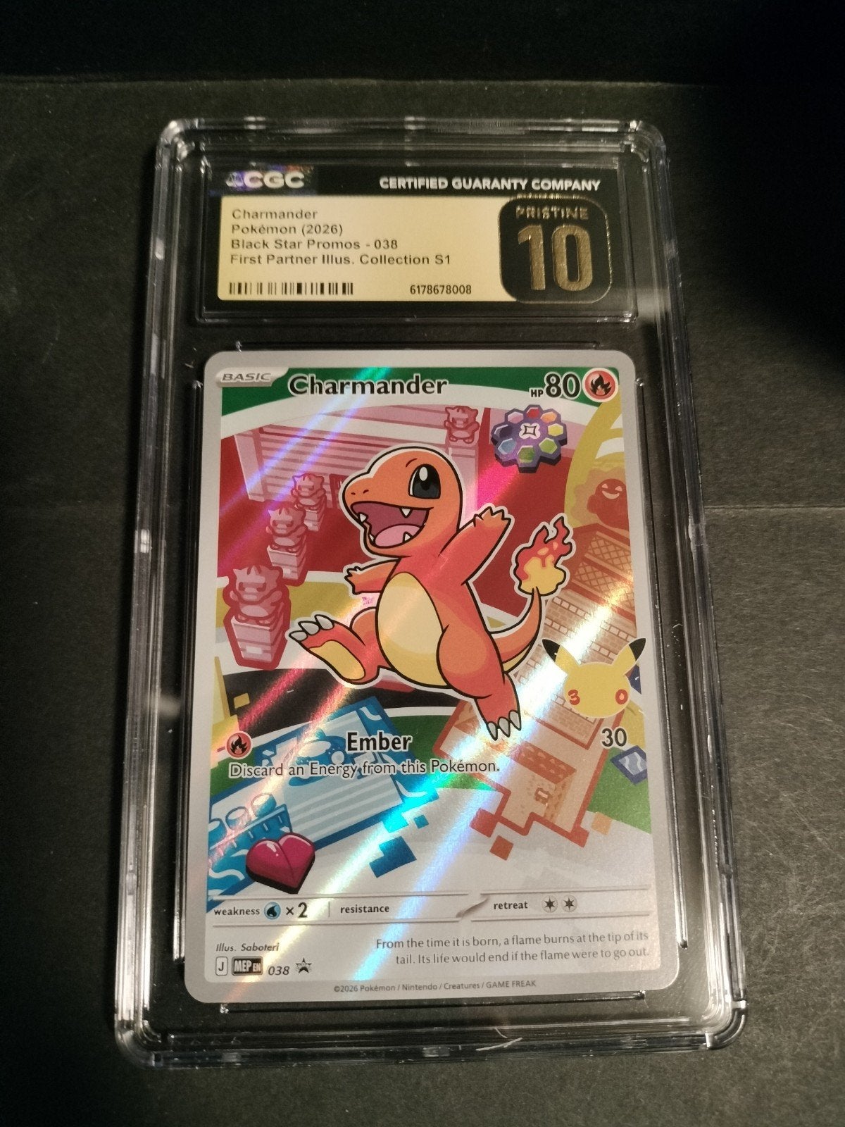 CGC Graded Charmander Pokémon Kaart - Pristine 10, Verzenden, Nieuw, Losse kaart