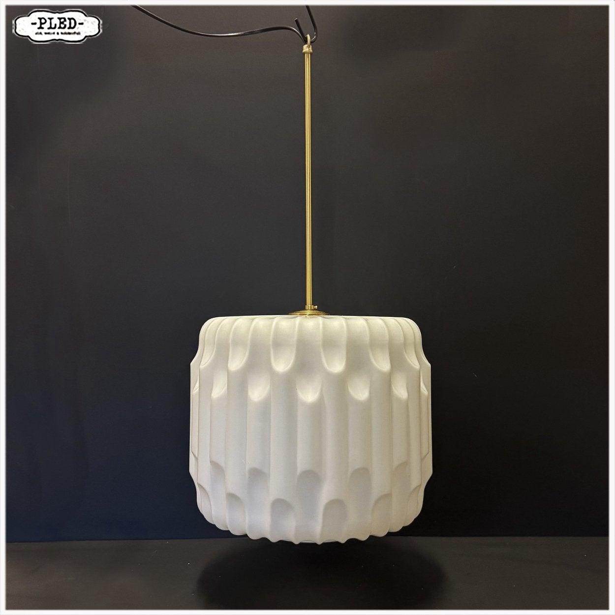 Sculpturale opaline pendellamp, Karel Volf Lamp Hanglamp, Ophalen, Gebruikt, Karel Volf, E27 (groot)