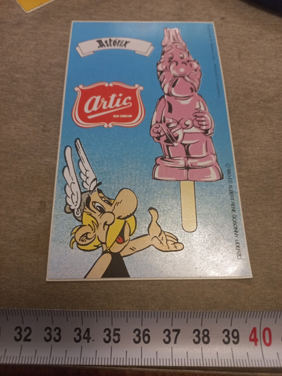 Vintage Asterix Artic Ice Cream reclamesticker 1983, Ophalen of Verzenden, Gebruikt