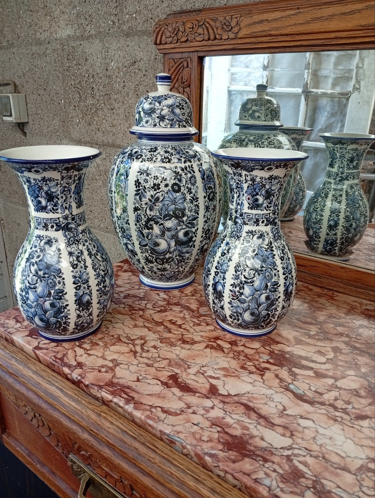 Prachtige Delfia Delfts Blauw Vazen Set, Antiek en Kunst, Ophalen of Verzenden