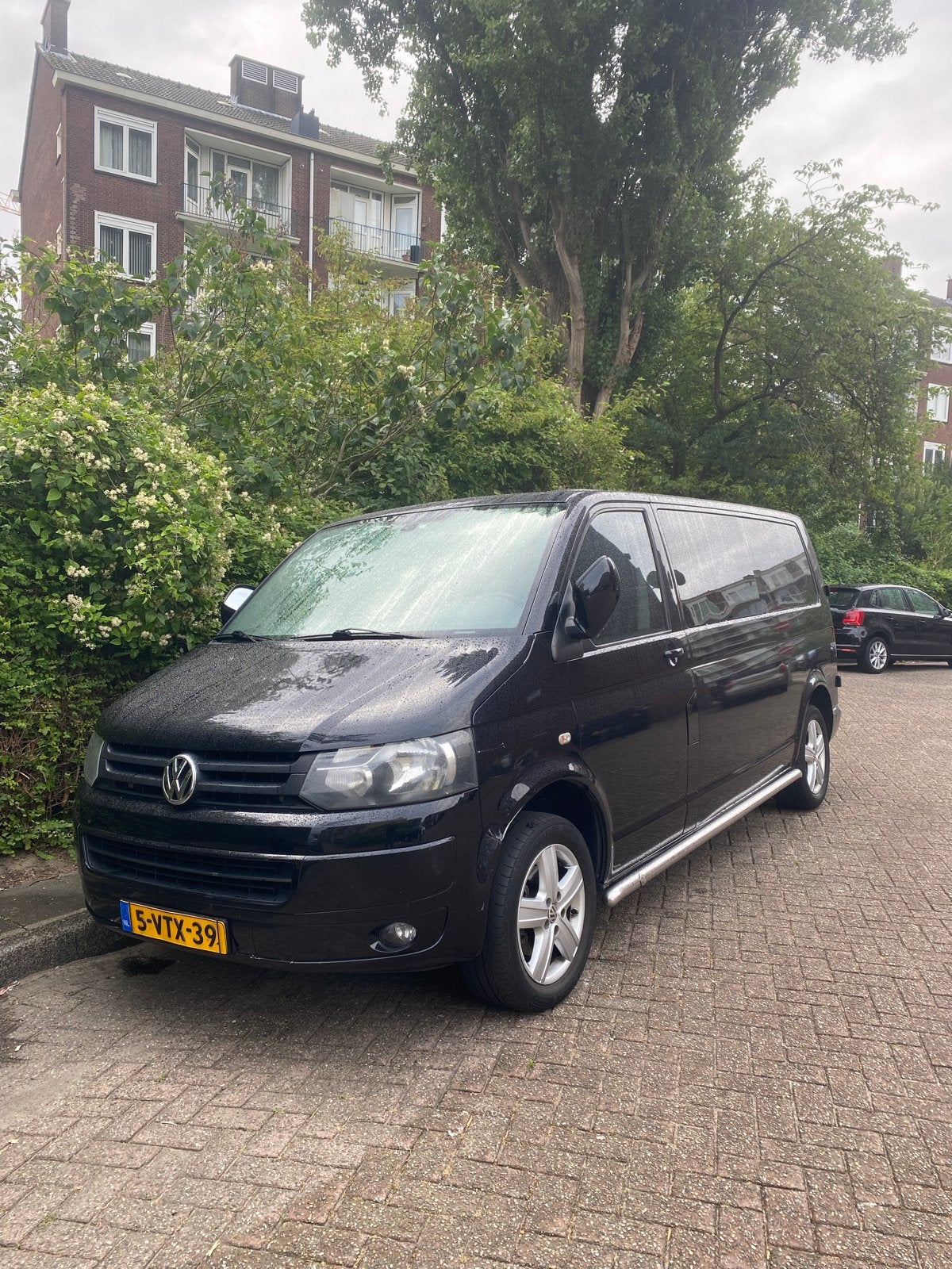Volkswagen Transporter C 2.0 D 2012 L2 dubbel cabine Airco, Auto's, Bestelauto's, Euro 5, Zwart, 4 cilinders, 1905 kg