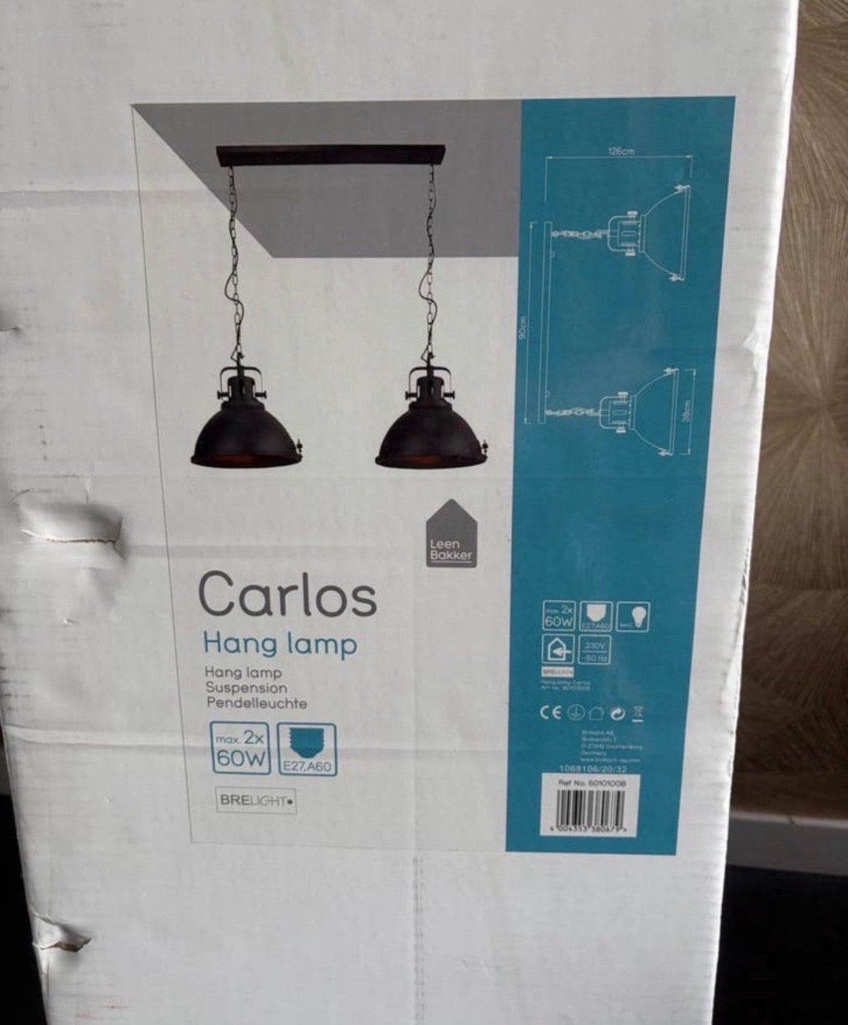 Hanglamp Carlos - Nieuw in doos, Ophalen of Verzenden, Nieuw, Metaal, E27 (groot)
