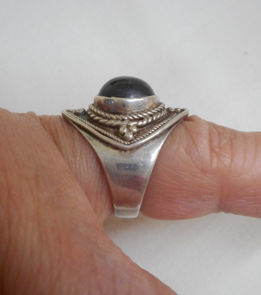 Zilveren vintage ring met steen maat 17.75 nr.1119, Verzenden, Zo goed als nieuw, 17 tot 18, Dame