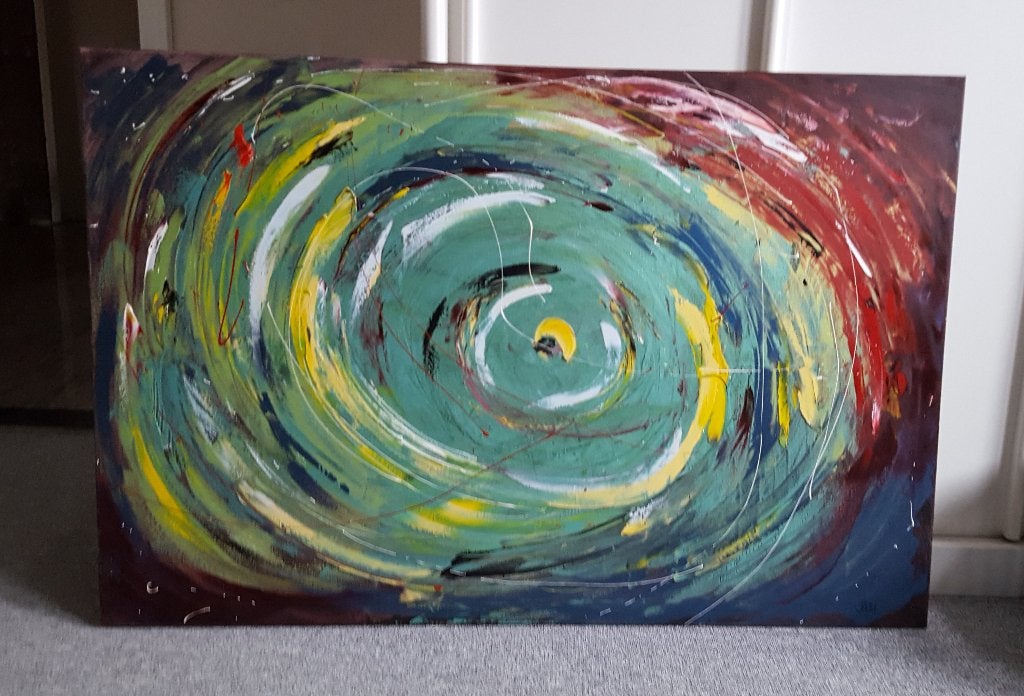 Abstract Olieverf Schilderij op Canvas 80 x 120 cm., Antiek en Kunst, Ophalen