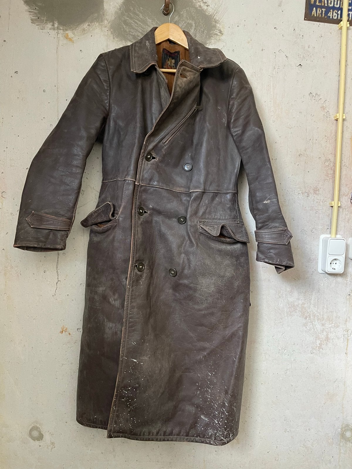 Vintage Motor/Solex Leren Jas Jaren '40/'50 - Origineel, Ophalen of Verzenden, Gedragen, Overige maten, Bruin