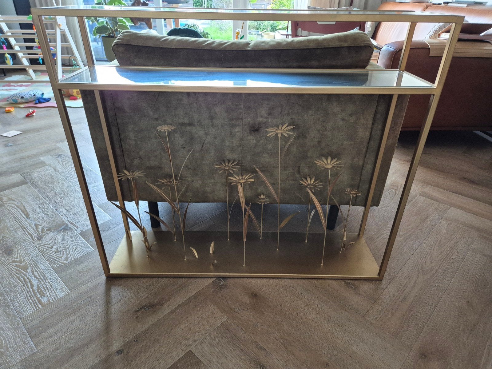 kare sidetabel flower meadow gold, Ophalen, 50 tot 100 cm, Modern, Elegant, Decoratief, Zo goed als nieuw