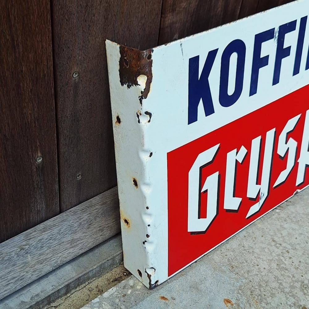 Tof dubbelzijdig emaille reclamebord voor KOFFIE Gryspeirt., Verzamelen, Merken en Reclamevoorwerpen, Reclamebord, Gebruikt, .