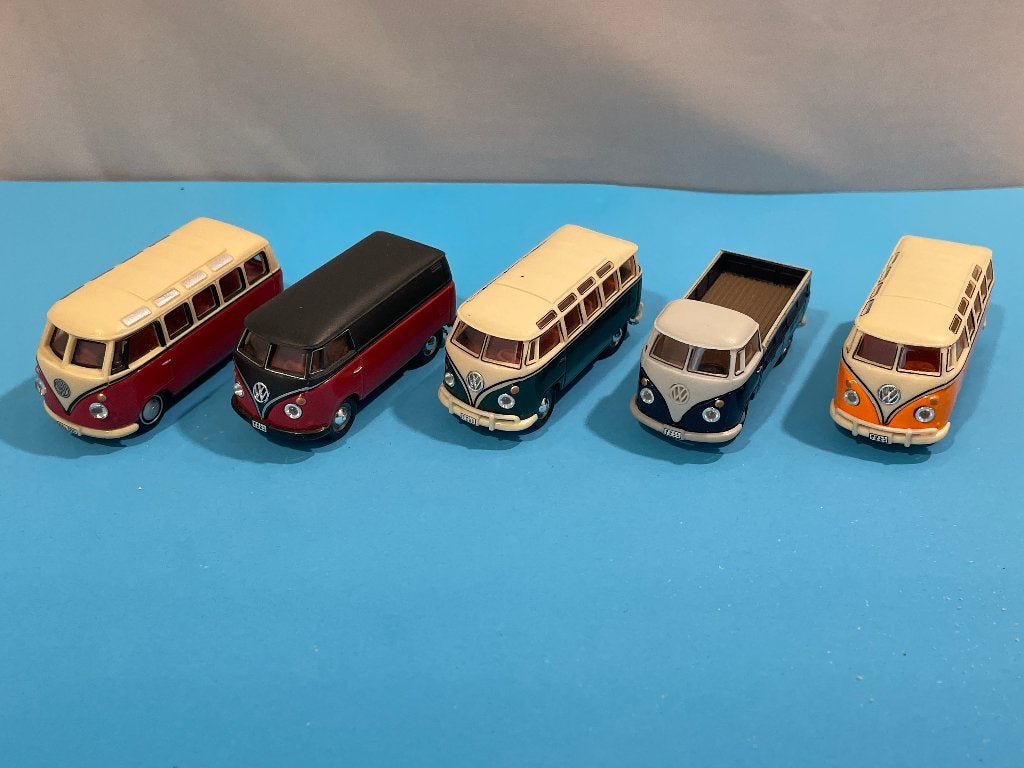 5 Metalen modelauto's VW T1 (schaal 1:72), Hobby en Vrije tijd, Overige merken, Gebruikt, Gelijkstroom of Wisselstroom, Overige typen