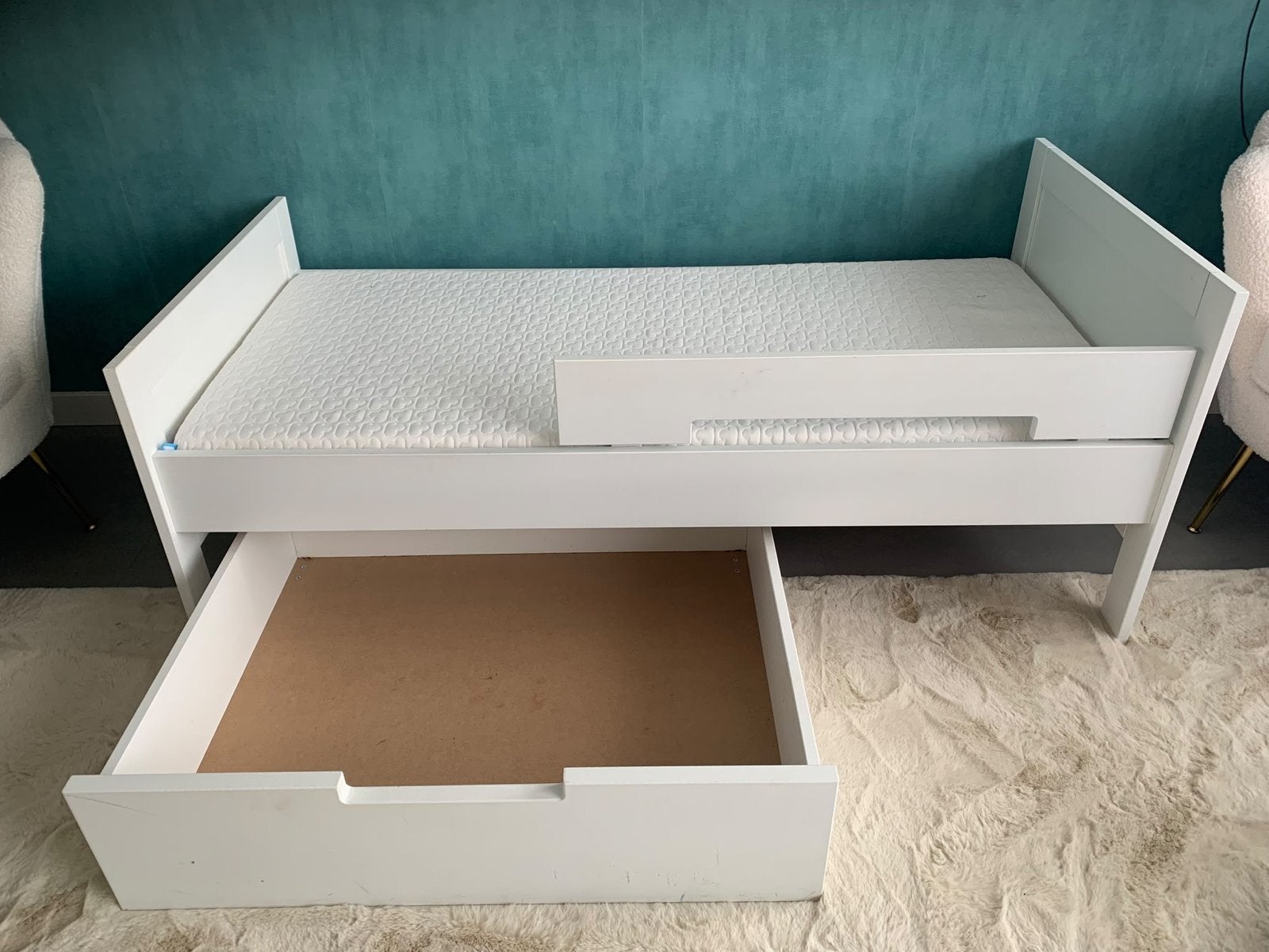 Wit kinderbed met lade  - Zo goed als nieuw, Wit, Zo goed als nieuw, Hout, Eenpersoons