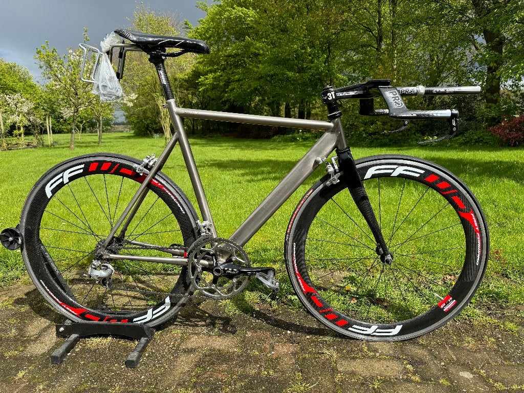 Titanium tijdrit fiets, Fietsen en Brommers, 28 inch, Gebruikt, 15 tot 20 versnellingen, 53 tot 57 cm