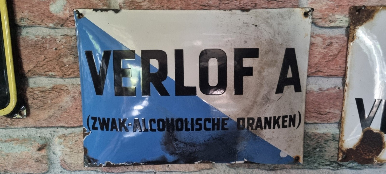Emaille bord antiek cafe bar vergunning, Ophalen of Verzenden, Gebruikt, Reclamebord