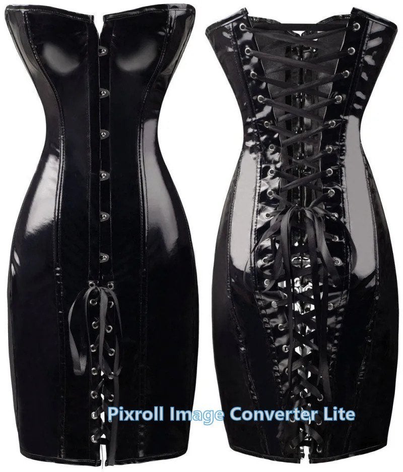 R8 corsetjurk zwart lak, diverse maten XL en 2XL, Ophalen of Verzenden, Zwart, Body of Korset