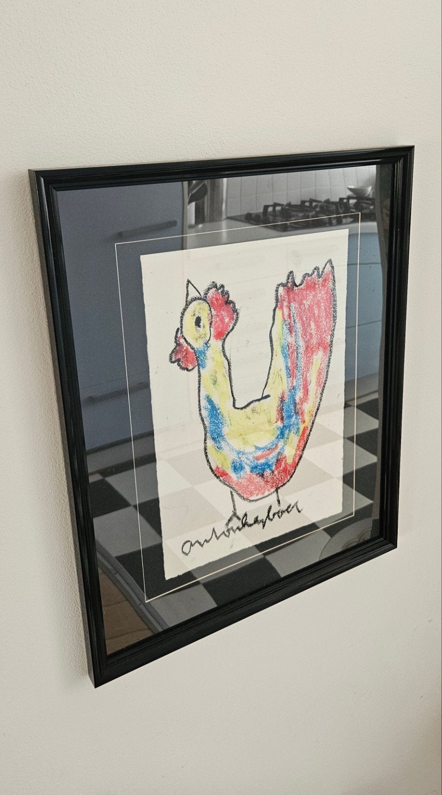 Anton Heyboer - Wasco/vetkrijt tekening,gesigneerd,ingelijst, Antiek en Kunst, Ophalen of Verzenden