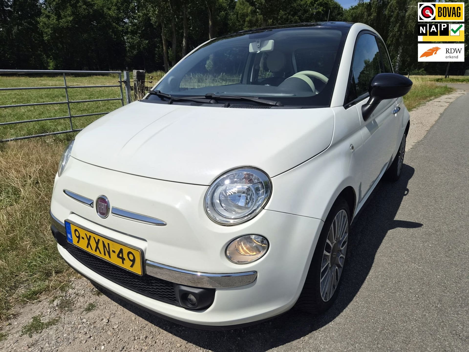 Fiat 500 0.9 TwinAir Turbo Cult schuifdak, lederen bekleding, Auto's, Fiat, Parkeersensor, Gebruikt, Bedrijf, Handgeschakeld