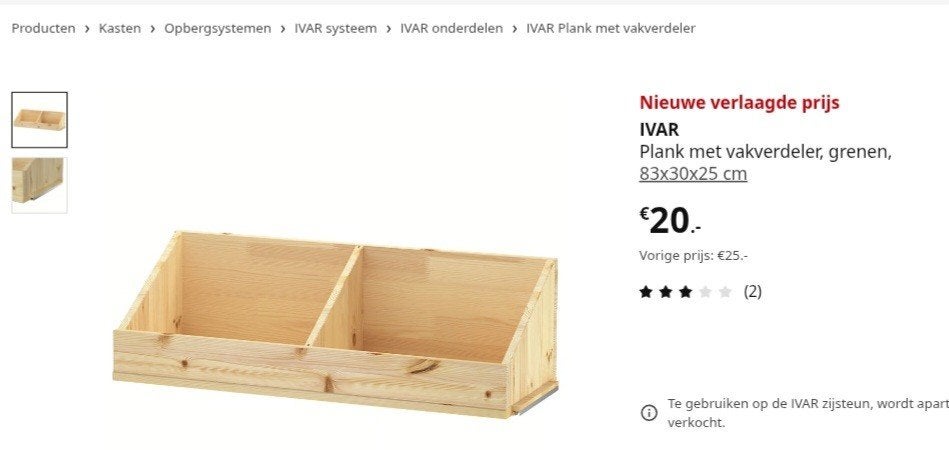 Ikea ivar plank met ladeverdeler nieuw, Ophalen of Verzenden, Nieuw