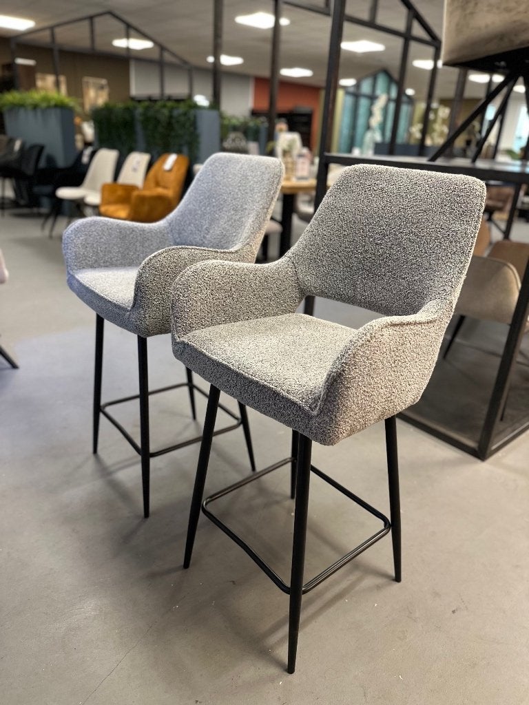 barkruk grijs - 2x barkruk boucle - krukken - barkrukken, 2 krukken, Ophalen, Nieuw, 60 tot 90 cm