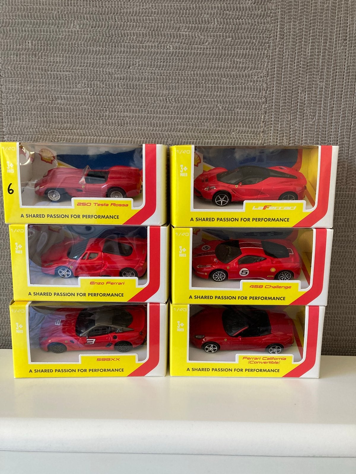 Set van 6 Shell V-Power Ferrari modelauto's 1:43, Ophalen of Verzenden, Nieuw, Overige typen