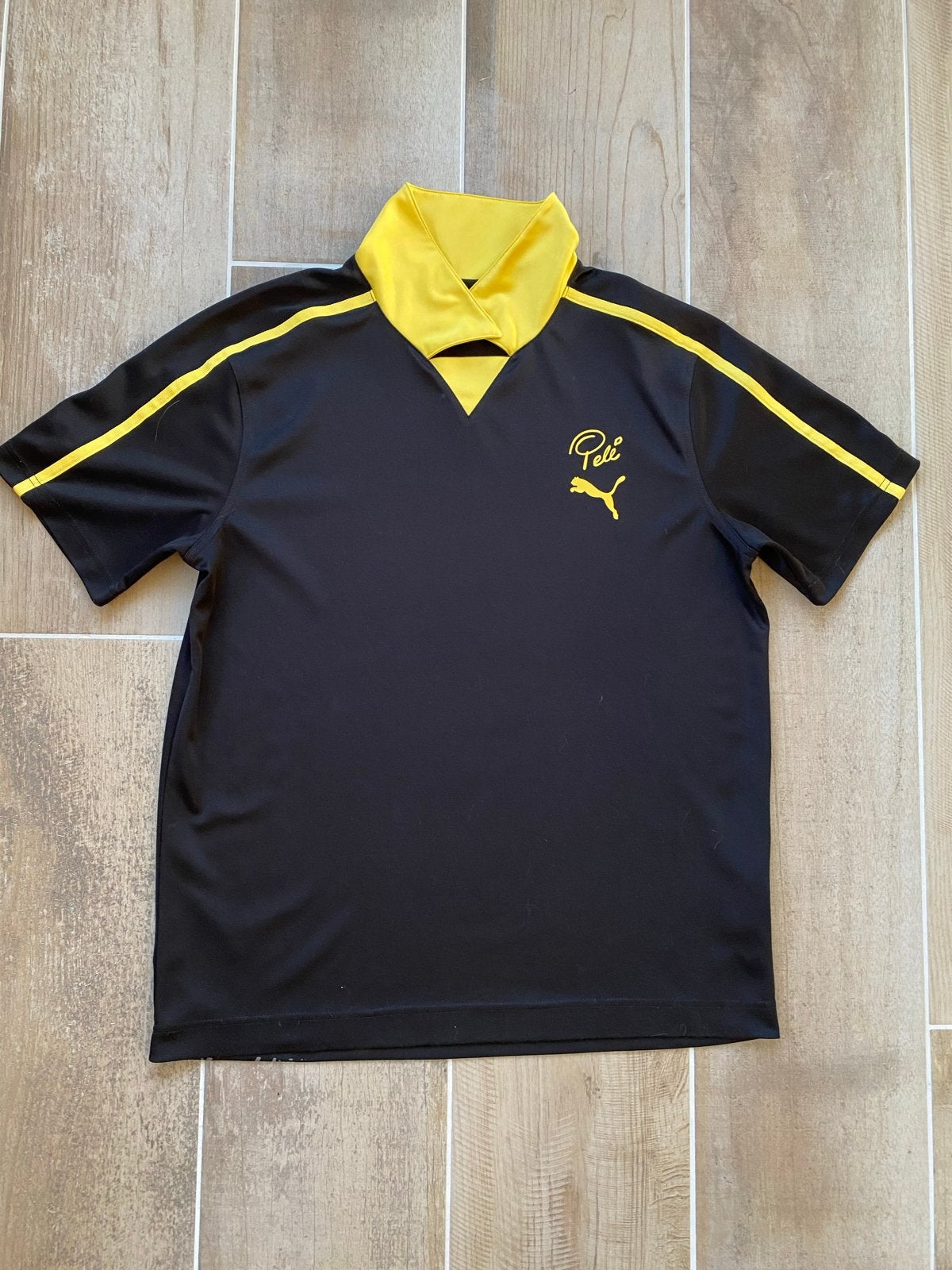 Puma Pelé Voetbalshirt - Zwart/Geel - Maat M, Maat 48/50 (M), Zwart, Ophalen of Verzenden, Zo goed als nieuw
