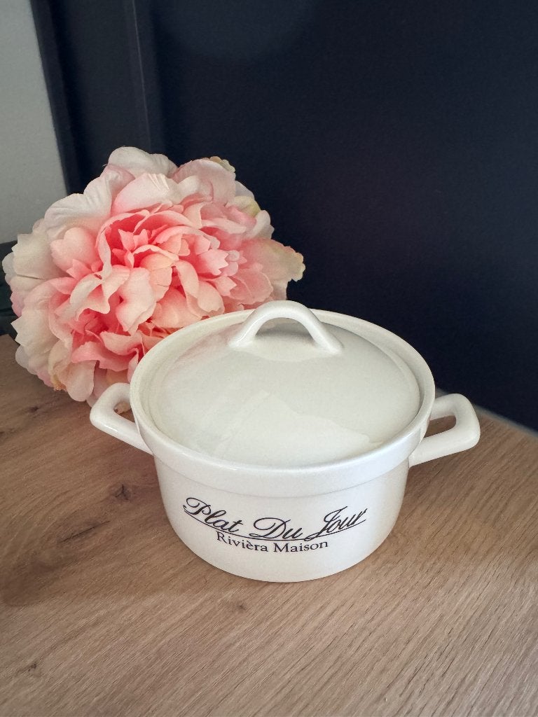 12 Riviera Maison Plat du Jour - pannetjes met deksel, Ophalen, Zo goed als nieuw, Porselein, Overige stijlen