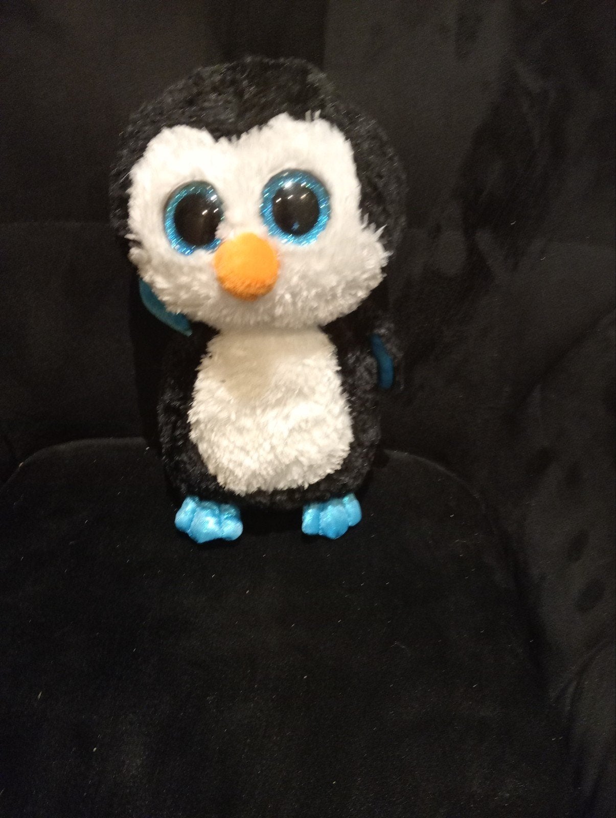 Schattige Ty Beanie Boo Pinguïn Knuffel met Grote Ogen, Pinguïn, Zwart, Ophalen of Verzenden, Zo goed als nieuw