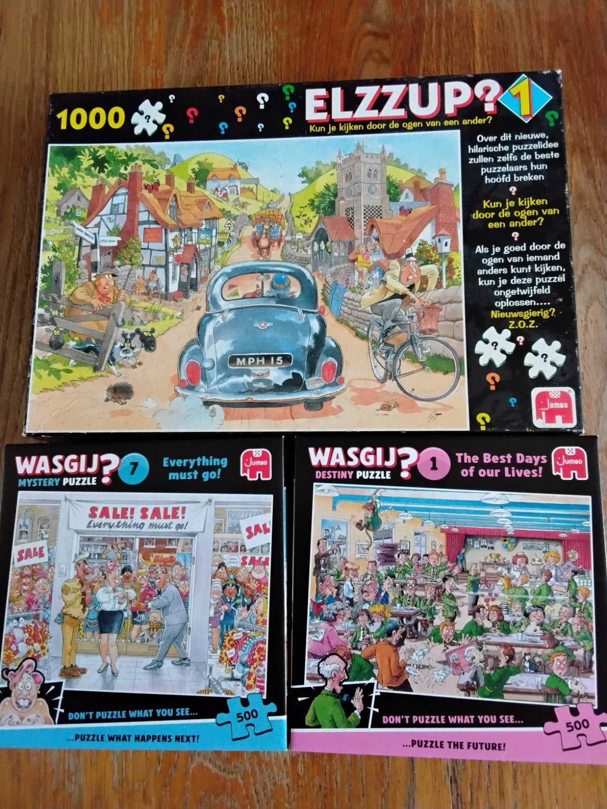 wasgij  ,3 stuks, Ophalen, 500 t/m 1500 stukjes, Zo goed als nieuw, Legpuzzel