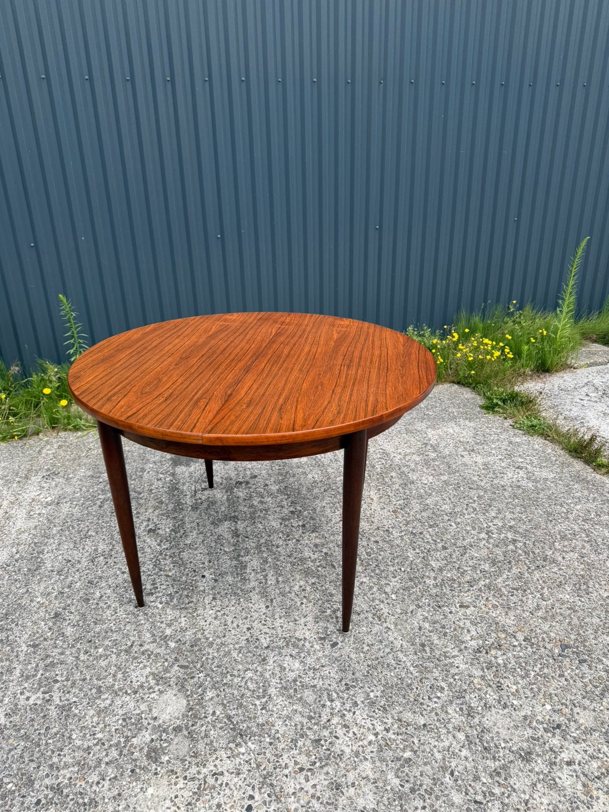 Vintage eettafel rond palissander, Huis en Inrichting, Tafels | Eettafels, Ophalen, Gebruikt, 100 tot 150 cm, C