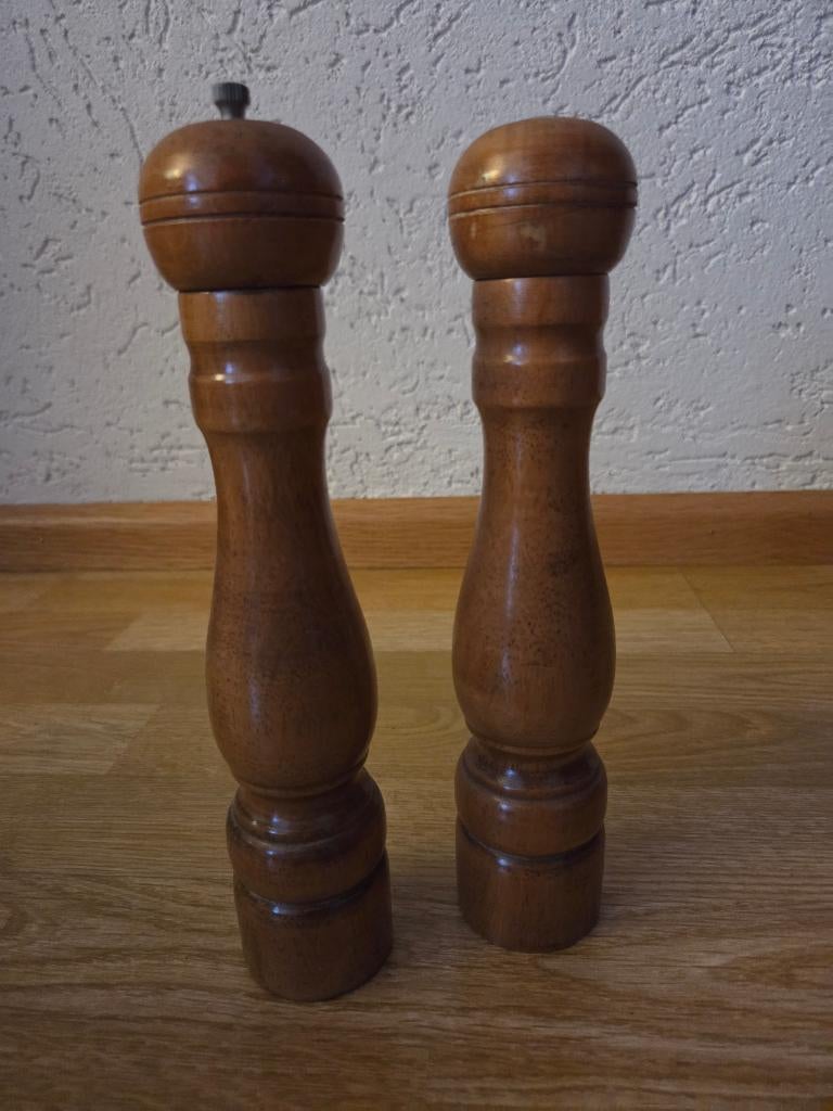 vintage, groot peper en zoutstel, hout (setprijs), Hout, Ophalen of Verzenden, Overige typen, Gebruikt