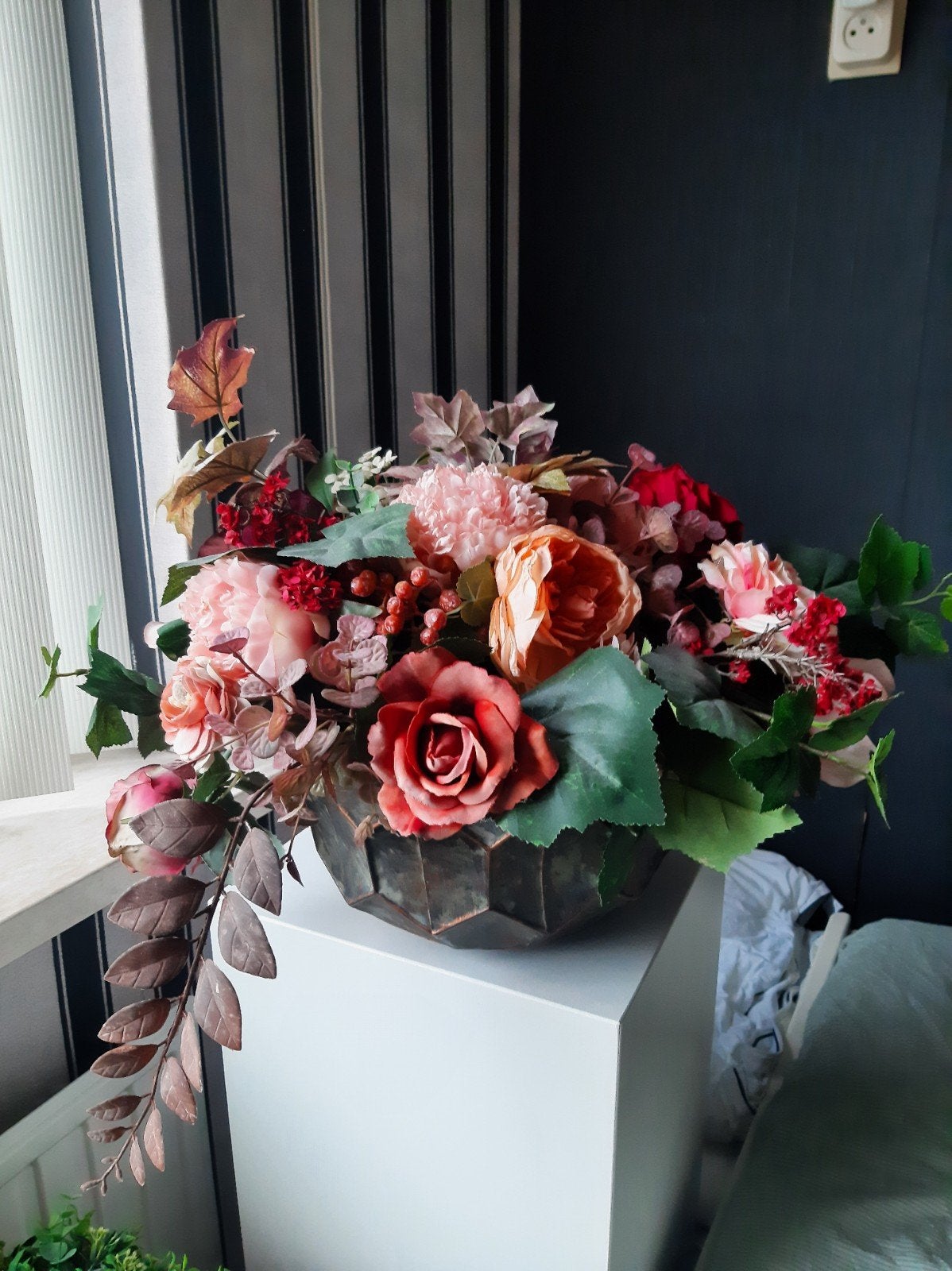 Prachtige pot met zijdebloemen, Ophalen, Nieuw