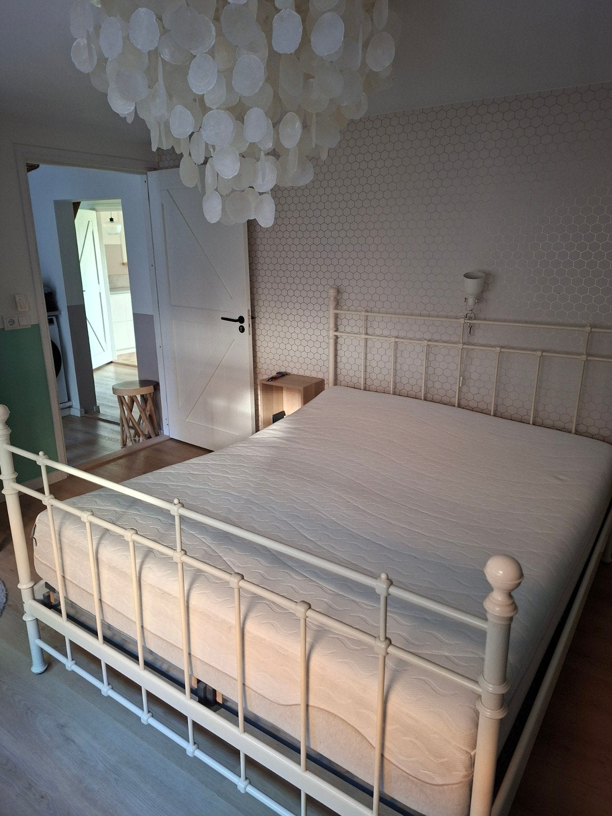 Compleet bed 160x200 met electrische lattenbodems, Ophalen, Tweepersoons, Metaal, 160 cm