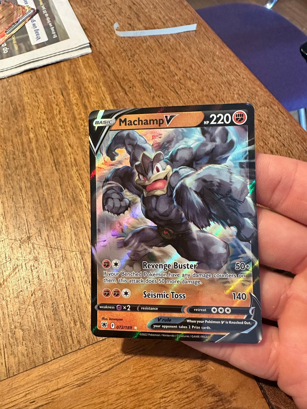 Machamp V Pokémon Kaart (072/189) - Zo goed als nieuw, Ophalen of Verzenden, Zo goed als nieuw, Losse kaart