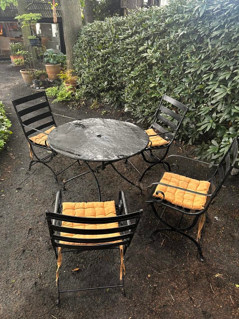Smeedijzeren tuinstel, Gebruikt, Eettafel, Ophalen of Verzenden, Tuinset