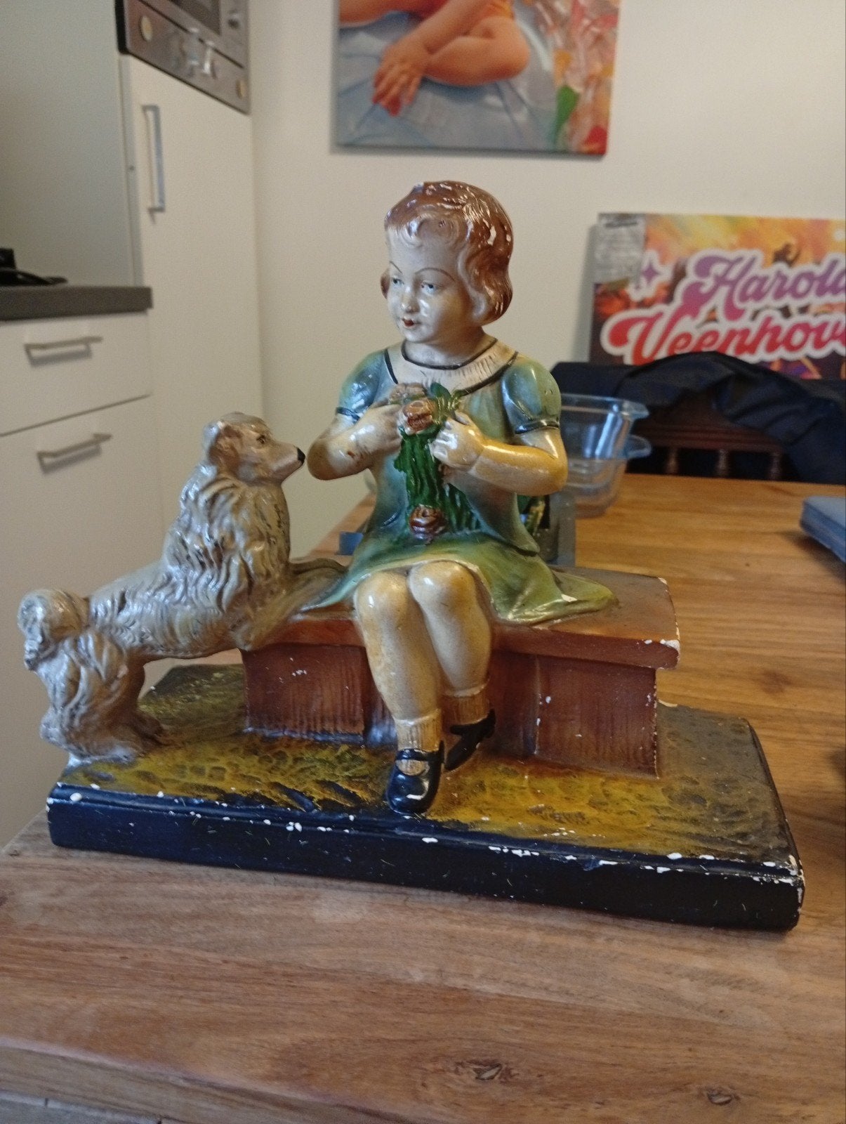 Vintage Beeldjes: Meisje met Hond & Dame met Poedel, Ophalen of Verzenden
