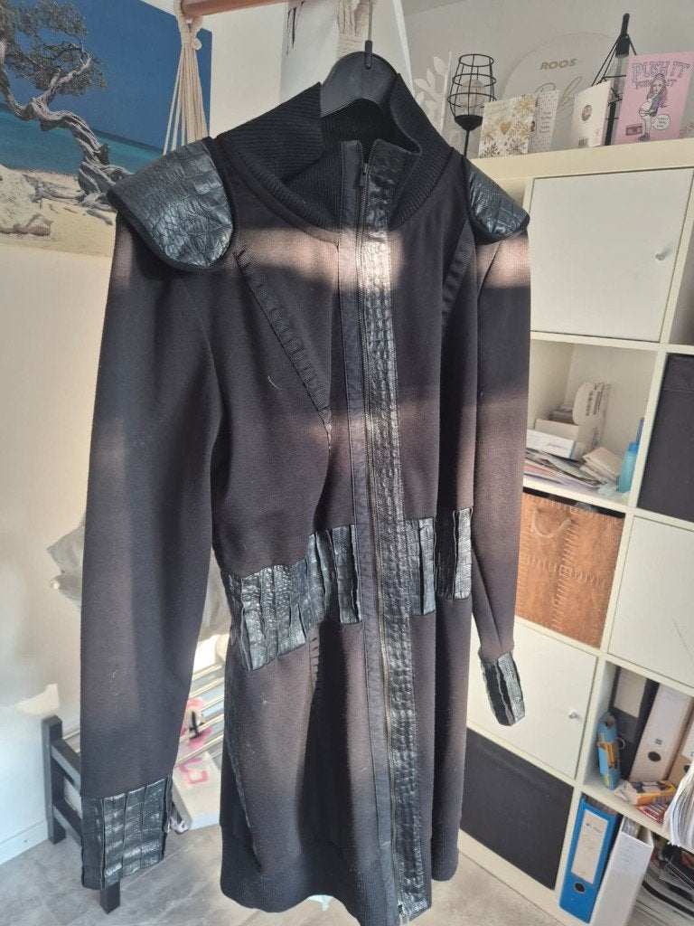 Vest zwart met leren accenten maat 46, Zaek, Zwart, Maat 46/48 (XL) of groter, Ophalen of Verzenden