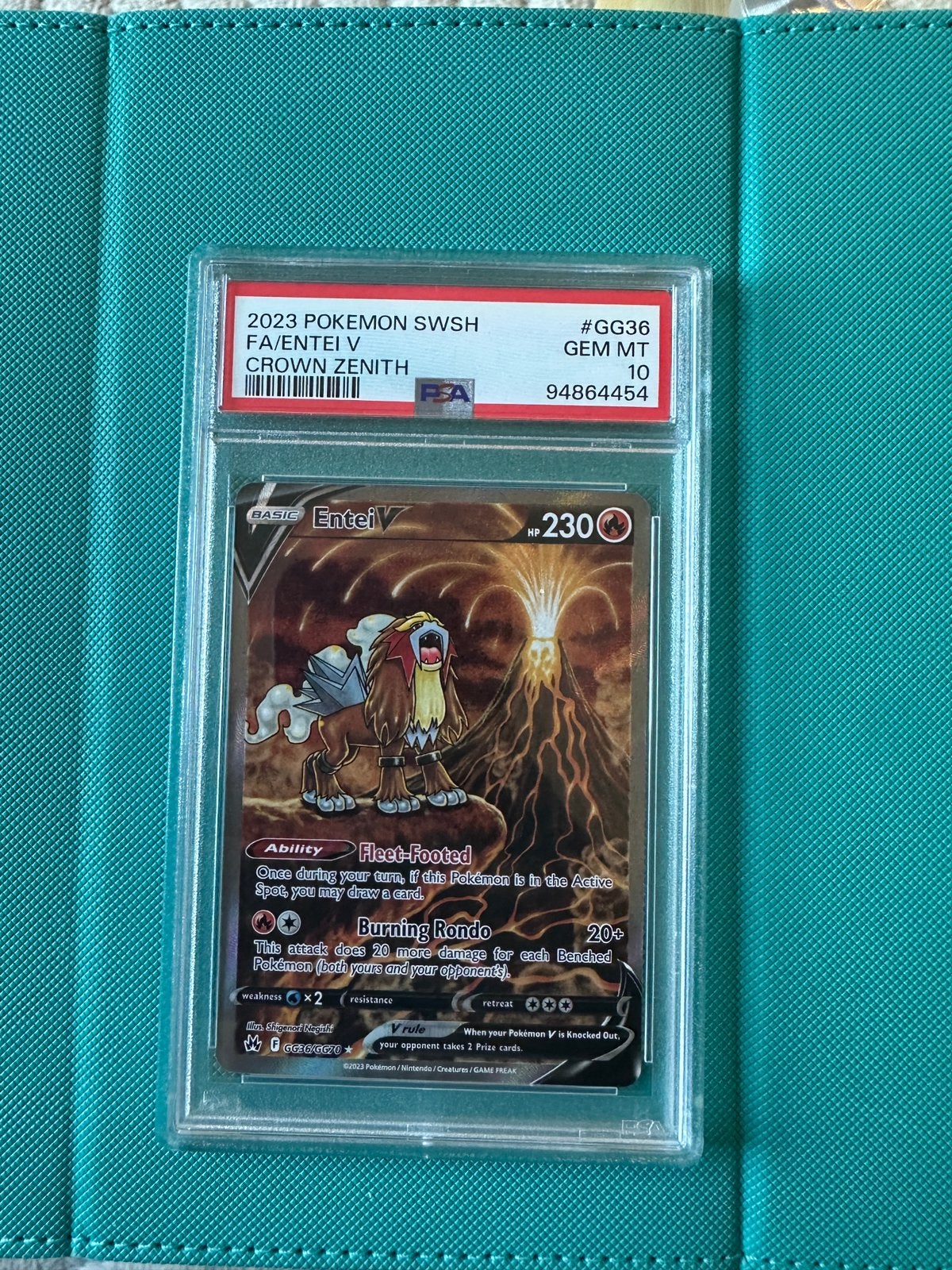 Entei V (CRZ GG36) PSA 10 engels pokemon, Ophalen, Zo goed als nieuw, Losse kaart