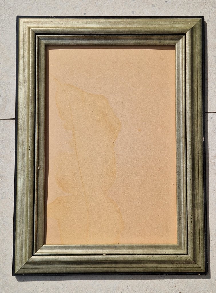 klassieke houten fotolijst, antieke champagne-zilveren, Ophalen, 56 cm, 77 cm, Zo goed als nieuw