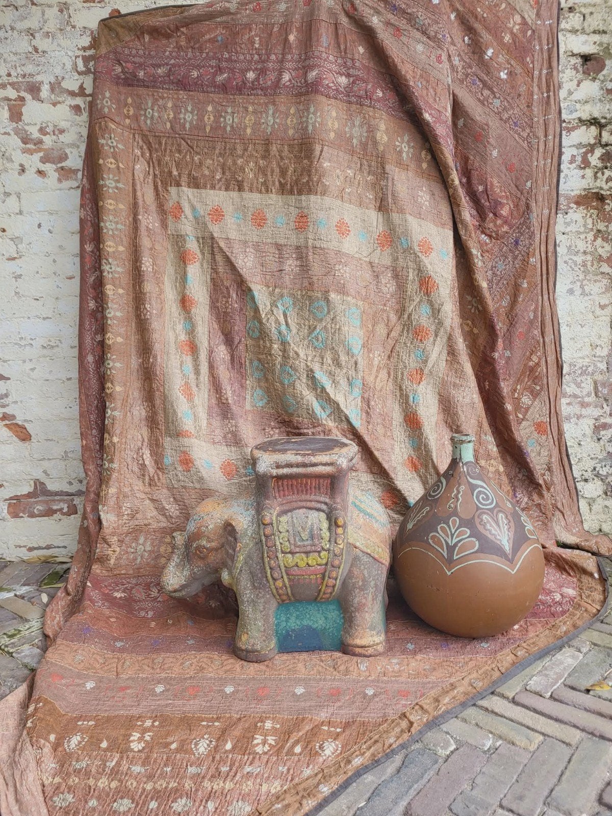 Vintage terracotta olifant,bijzettafel,plantentafel/alleg, Ophalen